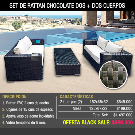 SET DE RATTÁN CHOCOLATE DE DOS CUERPOS
