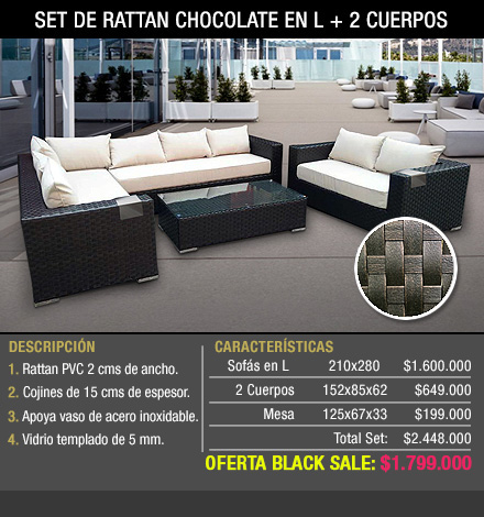 SET RATTÁN CHOCOLATE EN L