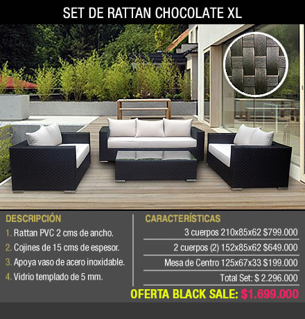 SET DE RATTÁN CHOCOLATE XL